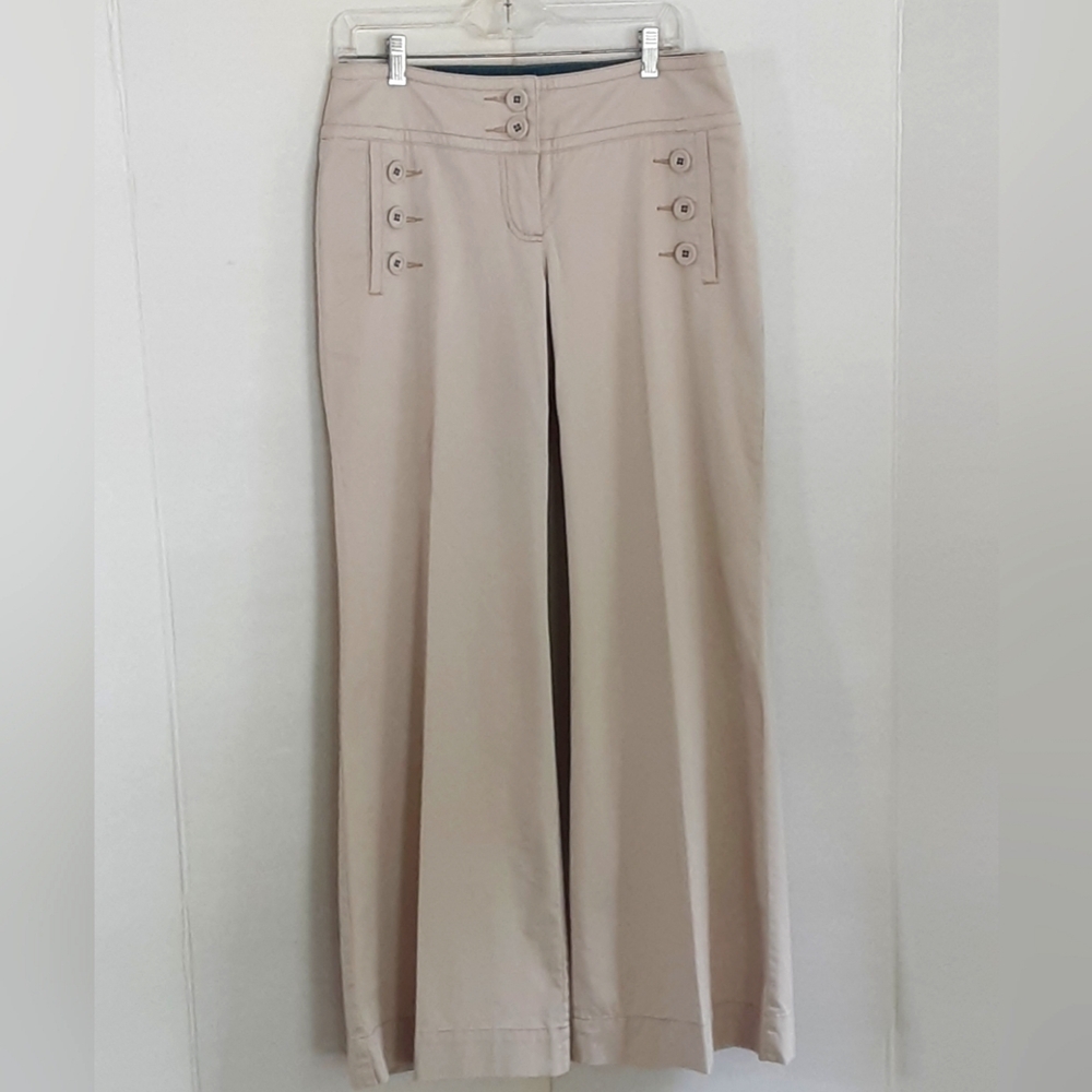 CIDRA Anthropologie Tan Wide Leg Cotton Twill Sailor Cut Trousers Sz 8